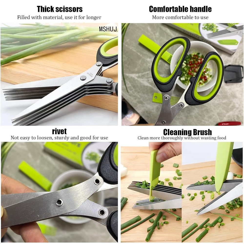 Multilayer Scissors Kitchen Sc - Herb Scissors 5 Blade ulasan dan harga