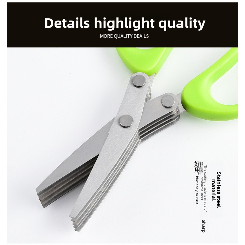 Stainless Steel Multi Layer 3  - Herb Scissors 5 Blade ulasan dan harga