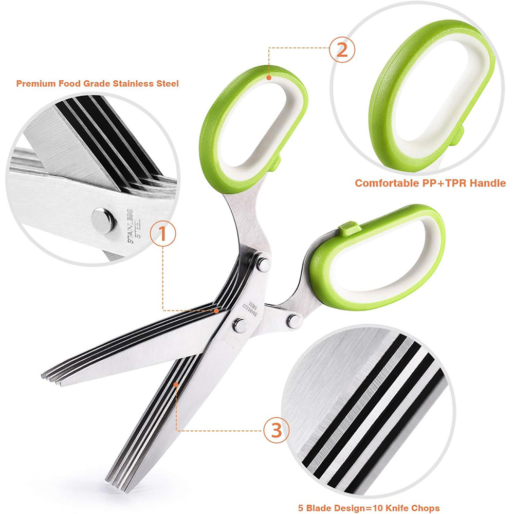 Herb Scissors  Stainless Steel - Herb Scissors 5 Blade ulasan dan harga